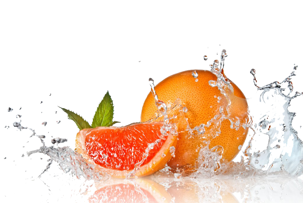 Grapefruit & Water Splash with no background